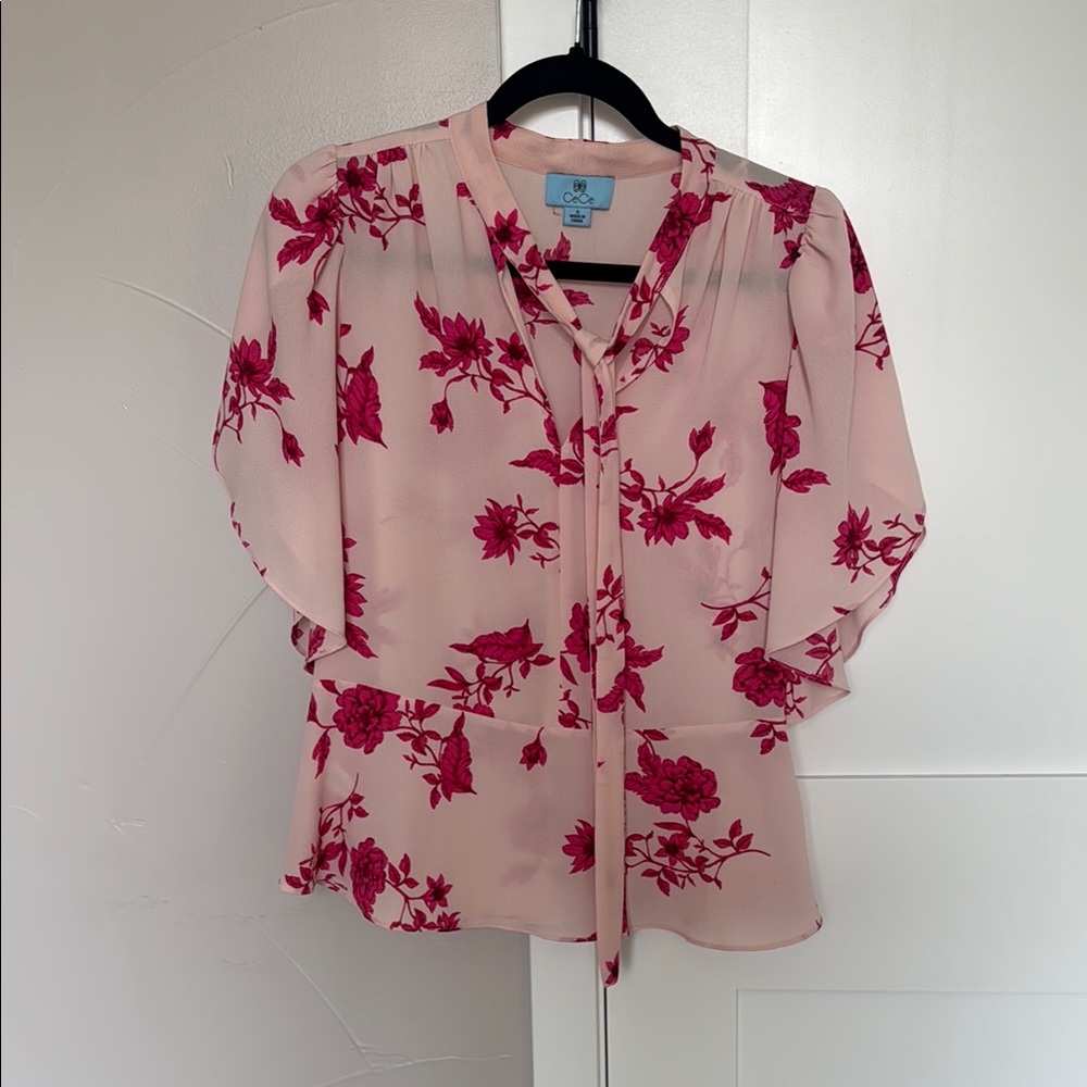 CeceFloral Pink Blouse